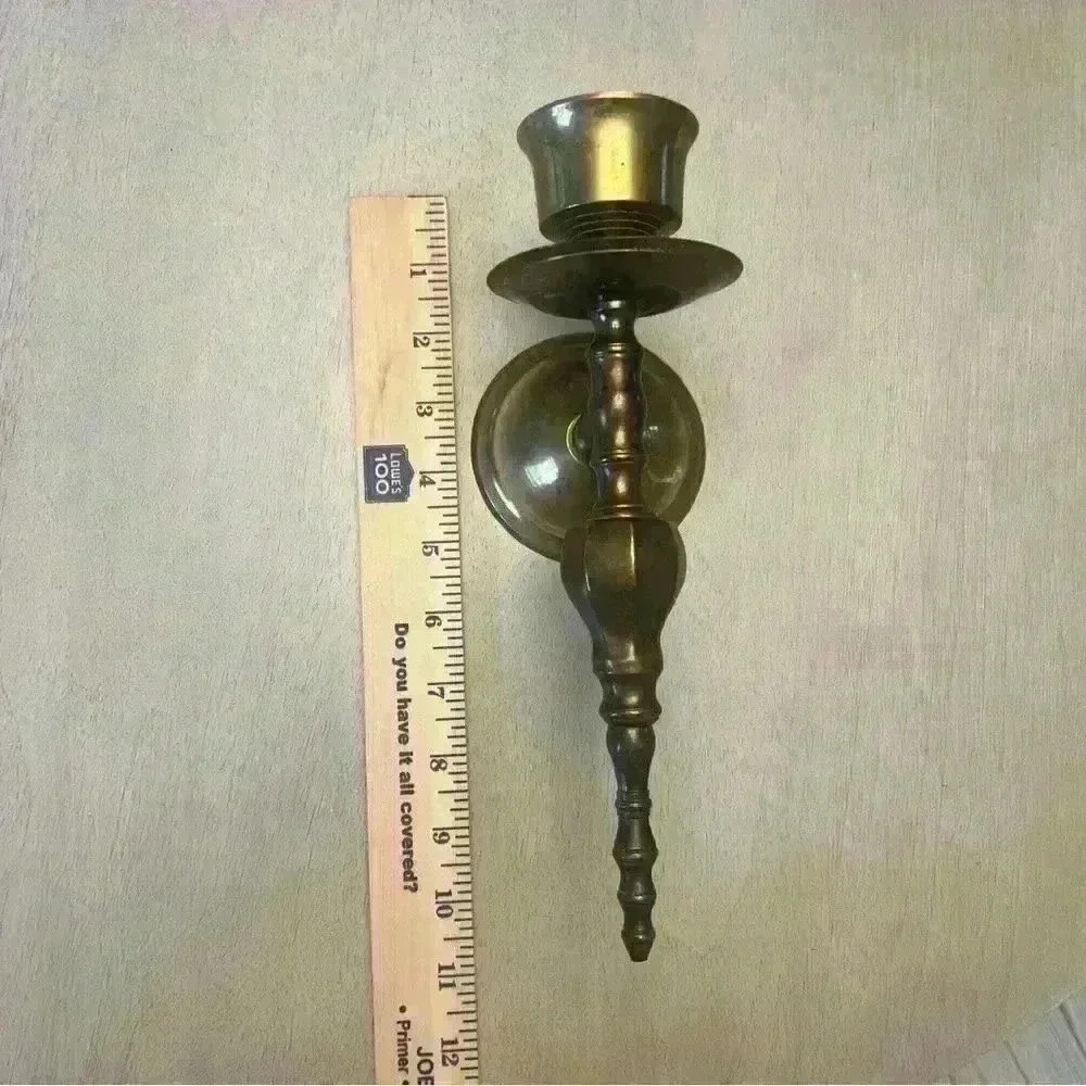 Vintage Solid Brass Wall Sconce Candle Holder - Picture 2 of 5